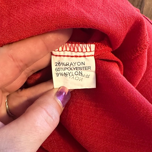 Red V-Neckline Spaghetti-Strap Mini Dress, Size S - Picture 6 of 9